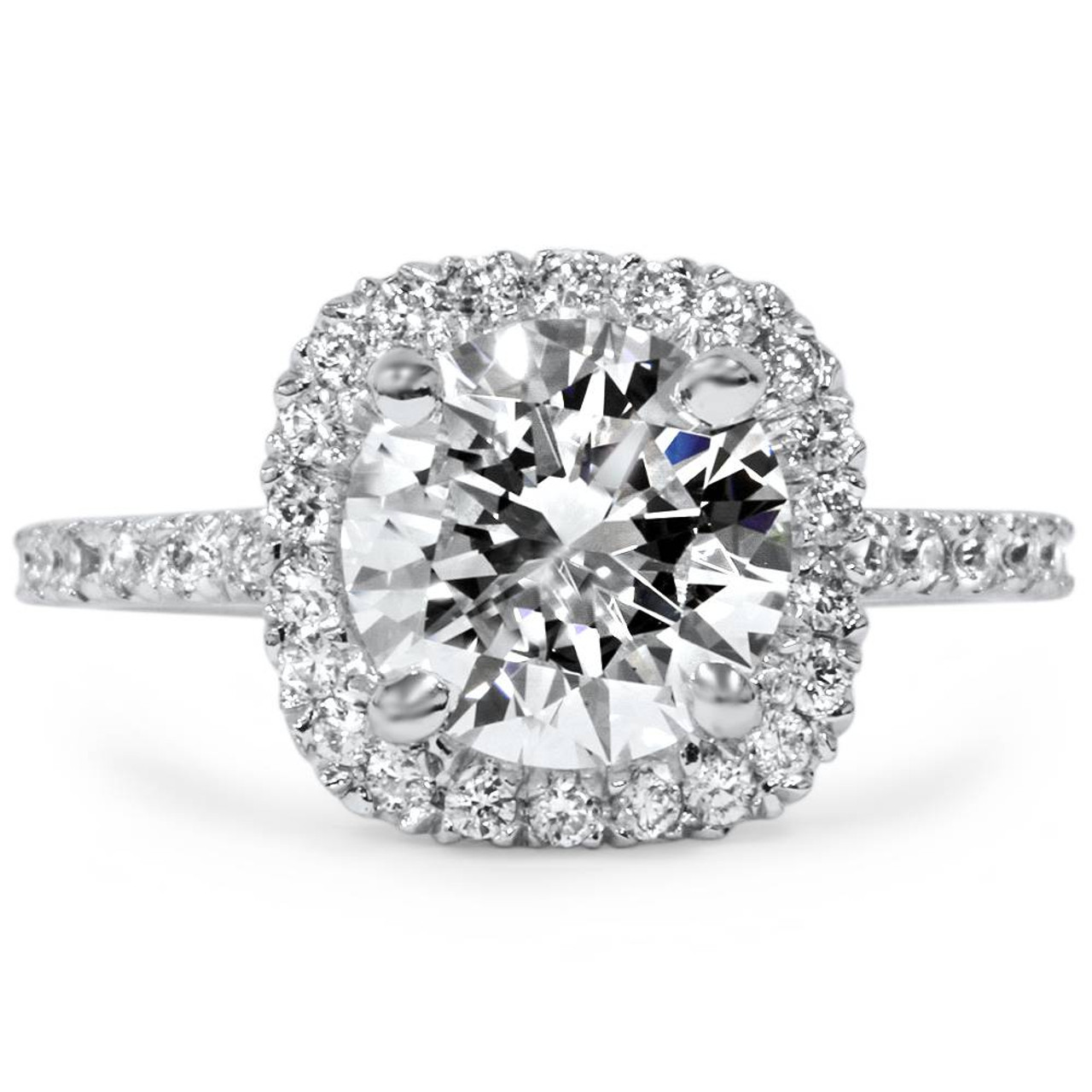 1.70 Ct Natural Round Square Halo Pave Diamond Engagement Ring - GIA  Certified | eBay